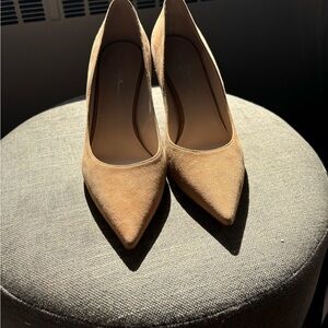 Beige suede 85mm heels lightly used inside only